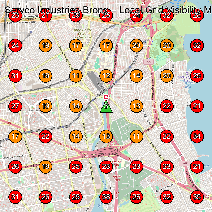 Servco Industries Bronx GeoGrid visibility map for Commercial Cleaning Service in Bronx